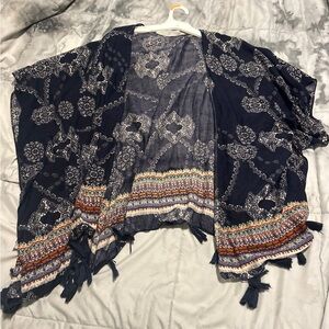 Bohemian Navy Kimono with Tassels